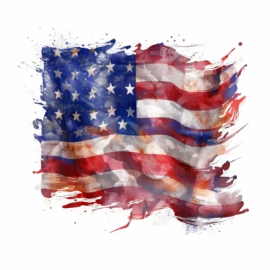 Flag Typography: Combine the American flag elements with typography to create visually interesting and impactful designs, Experiment with different fonts, sizes, and arrangements to convey patriotic messages or famous quotes, delicate detail, watercolor, in the style of artgerm, 2d game art, quadratura, clipart, on white background,