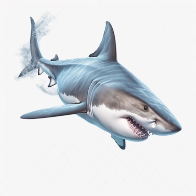 a single clipart image png graphic of a Hyper Realistic Aquatic Vibrant White Shark Clipart Ocean Animals, Sea Life, White Shark