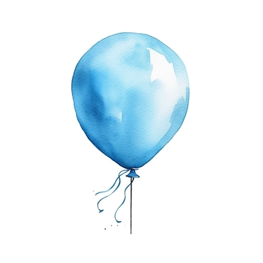 watercolor clipart white background blue single one balloon