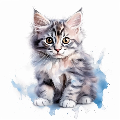 watercolour cute realistic cat ultra detailed ultra photoreal intricate detailed beautiful magnificent cat with perfect beautiful realistic eyes and intricate facial features four perfect legs and paws realistic detailed ,png image,high definition,300dpi,graphic clipart,computer graphics