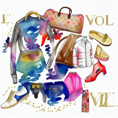 watercolor luis vuitton inspired fashion clipart, no letters, white background