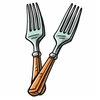 cartoon clipart icon of two forks