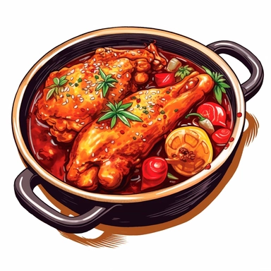 Braised Spicy Chicken, clip art style, masterpiece