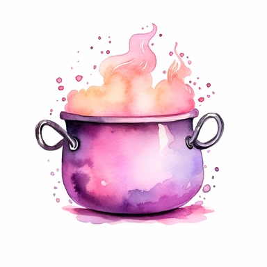 cute little Cauldron pink Watercolor Clipart