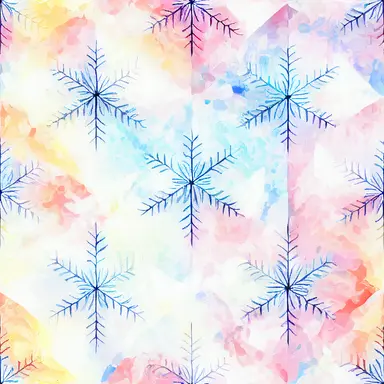 gradient snowflakes pattern simetric, white background in watercolor clipart style