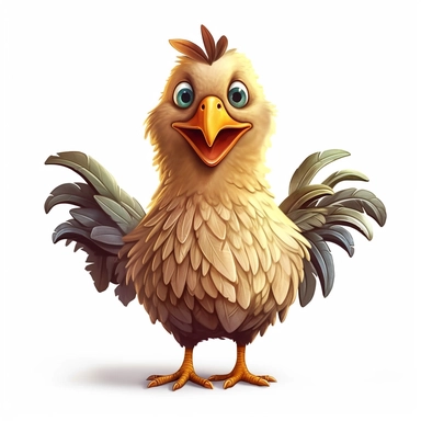 Illustration of a cute hen against white background, cartoonish style, highly realistic, white background, unreal engine 5, clipart, PNG pure white background, high resolution, hyper detailed, best quality, high detailed illustration