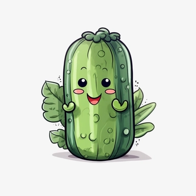 cute Cucumber, happy and smiling, bold line, clipart, sticker, white background, no shadow, 8k detail