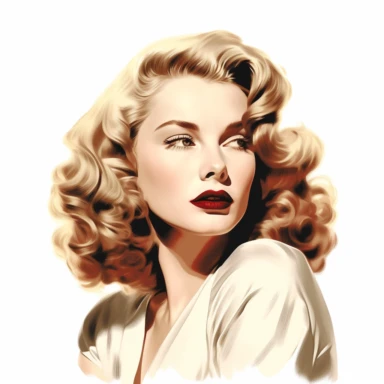 beautiful stunning pretty vintage old hollywood cinema girl, paint art style, clipart, white background, superrealistic, one of a kind