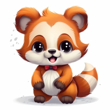Clipart of a cute baby Red Panda, full body