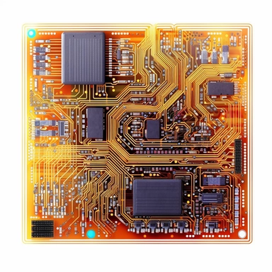 Semiconductor electronic circuit board, clipart, white background