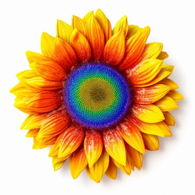 Sunflower rainbow Clipart, LGBT style, isolated on white background