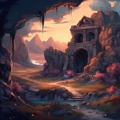 realistic clipart of enchanted curse landscape, digital painting