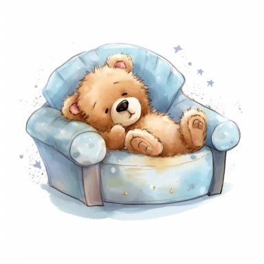 Teddy Bear Take a Nap Clipart,white background