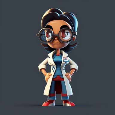 3D Cartoon in form of female medical doctor clipart mascot,transparent background, 128K,supermega pixel, insane detail, hyper detailed,huge details, UHD, 8K