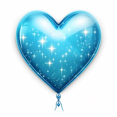 one heart light blue shape ballon has sparkles inside handrawn same size lines clipart
