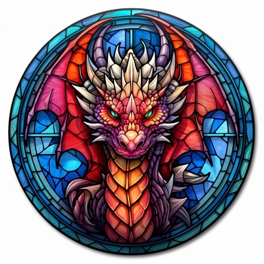 clipart on white background, stained glass dragon, insane detail, i cant believe how beautiful this is