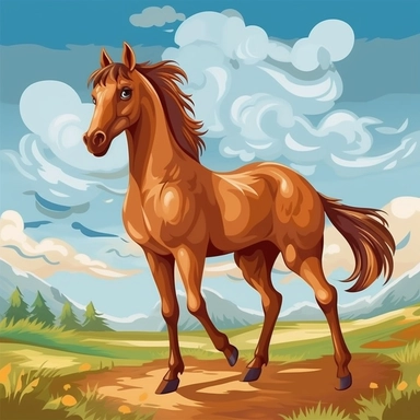 Cartoon horse Field Oil Painting Clip Art