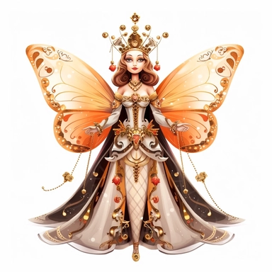 clipart, a fairytale queen, isolated on white background