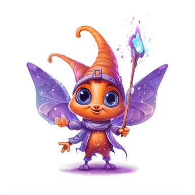 vector cute Butterfly character wearing wizard custom and wizard element with happy face ,front facing on isolated background,colorful color,with happy face and expression,Animal Sublimation Clipart,no splash watercolor,white background, ultra detailed clipart, cut out image, colorful watercolor realistic, cartoon style, ultra HD, sharp and clean art