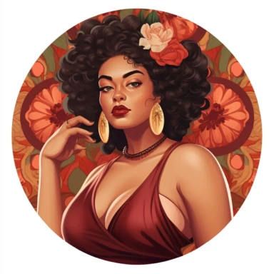 Melanin Digital Art Clipart, Plus Size, Beautiful Big HIspanic Fashionista Lady