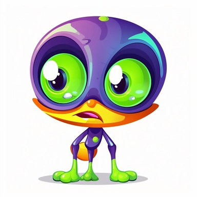 cute cartoon alien, colorful, in the style of george ault, clipart, white background