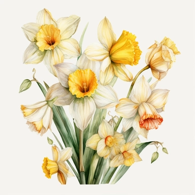 water color, daffodil, floral arrangements, wedding invites, clipart, white background