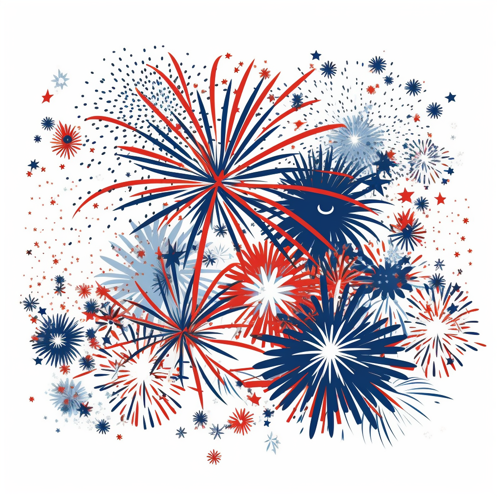 4th Of July Fireworks Red White And Blue Colors Cartoon White Background Clipart Clip Art 8991