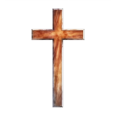 watercolor of a varnished wooden christian cross isolated on a white background, high quality, detailed, realistic, digital illustration, white background, HDR, rtx on,textural richness, digital illustration, clipart