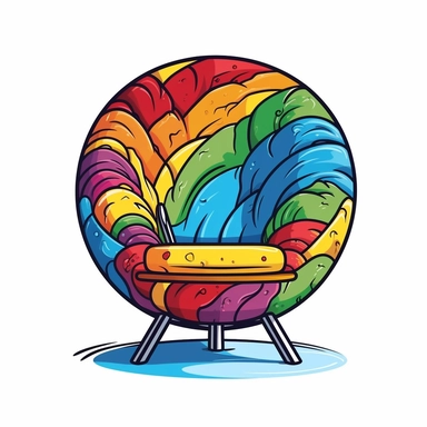 A clip art image of colorful doodle beach ball chair cartoonish isolated white background, minimalist, 8K, C20