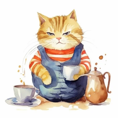Bring a touch of humor and whimsy to your artwork with a watercolor clipart featuring funny cats. Create a collection of adorable and lighthearted cat illustrations that will bring smiles to people's faces. Each clipart should showcase a playful and comical cat in various amusing scenarios. Let your watercolor technique capture the charming and expressive nature of the cats, highlighting their quirky personalities and mischievous antics. Embrace vibrant colors and loose brushstrokes to infuse th