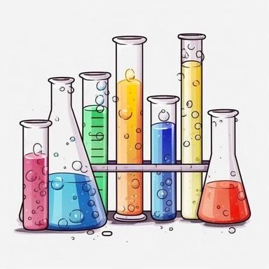 cartoon chemical test tube drawing, illustration clipart, detailed, black outline, white background, digital art, watercolor