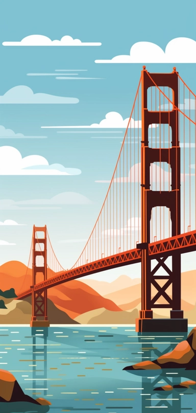san francisco, golden gate bridge. Vector. Clipart.