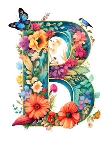 The capital letter B:in the Artistic style, clipart for nursery, vibrant colors,Vector, white background,Solid Background, Sharpness and clarity,masterpiece, trending on Artstation and Dribbble.