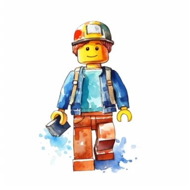 watercolor roblox lego like character clipart watercolor, clean white background
