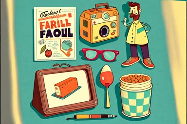april fool's item cartoon style, hand drawn, clip art, cut out, without background, retro, gouache