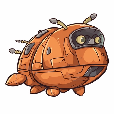 a funny small spaceship inspired in a fat cockroach for a 2d cartoon show in 2d clipart style