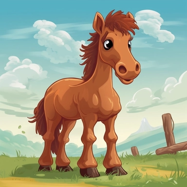 Cartoon horse Field Oil Painting Clip Art