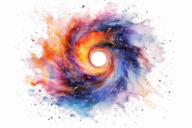 Watercolor, Craft a high-redshift submillimeter galaxy, emitting strong submillimeter radiation due to intense star formation clipart, hd, on a white background, spaced out