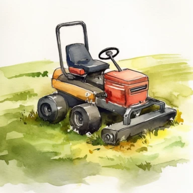 rideon lawn mower, farm, souther, simple, watercolor, clipart--tile