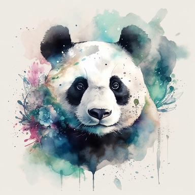 Design: The graphic created in a vector watercolor style, blending the ethereal and dreamy qualities of watercolor with the clean lines and versatility of vectors. The giant panda is depicted in a whimsical and enchanting manner, evoking a sense of magic and wonder. Own unique charm and personality, is portrayed with delicate and intricate details, showcasing the beauty and mystique of the natural world. Color Palette: The color palette is soft and pastel, inspired by the gentle hues found in wa