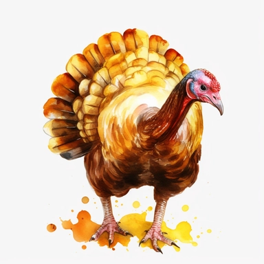 watercolor, Turkeys honeycomb big eye kawaii png Full body realistic cartoon in 32K UHD ,cute. 15 cm thick outline. Black color. There was no shadow on the ground. 8K with realistic watercolors and detailed illustrations. PNG clipart, transparent white background