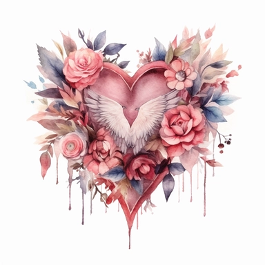 the most beautiful ethereal watercolor heart clip art