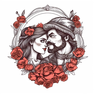 SAINT VALENTINE'S DAY clipart , original hand drawing, style of the artwork, mood of the aartwork, white background, 8K quality, ultra detailed , clipart, white background, High Quality, ultra detailed