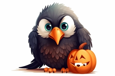 Cute Bald eagle in halloween Day clipart, cartoon, white background,