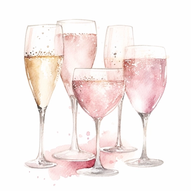Watercolor Clipart Wedding decor clipart Watercolor clipart wedding glasses of champagne