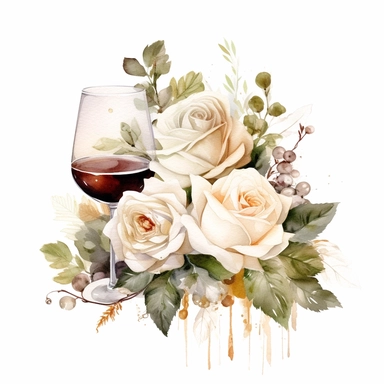 white beige rose border with leaves, wine wedding, mystical, beautiful, white background, single clipart, halloween element, Sparkling ,watercolor