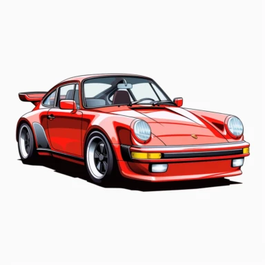Porsche 911 Turbo oldtimer red clipart white background