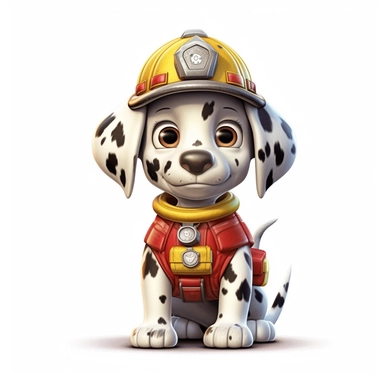Adorable cute fantasy dalmatian dog dressed like a firefighter, nursery art, clipart image, lineart image, white background, very detailed, 8k