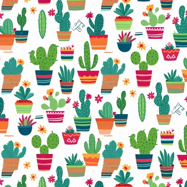 Immerse yourself in a delightful world of cuteness with a charming cactus pattern rendered in an adorable cartoon style, reminiscent of whimsical clip art. Picture an array of lovable cacti, each showcasing its unique personality through playful expressions and endearing features. The pattern should be filled with a vibrant array of complementary cold colors, evoking a sense of tranquility and freshness. Against an Abbey White background, the cacti will stand out, radiating their charm. Maintain