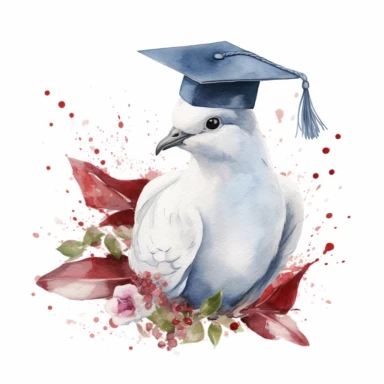 Graduation Dove watercolor clipart white background with margins lovely